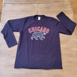 Chicago Cubs Long Sleeve Shirt 100% Cotton Blue Men's Size XL